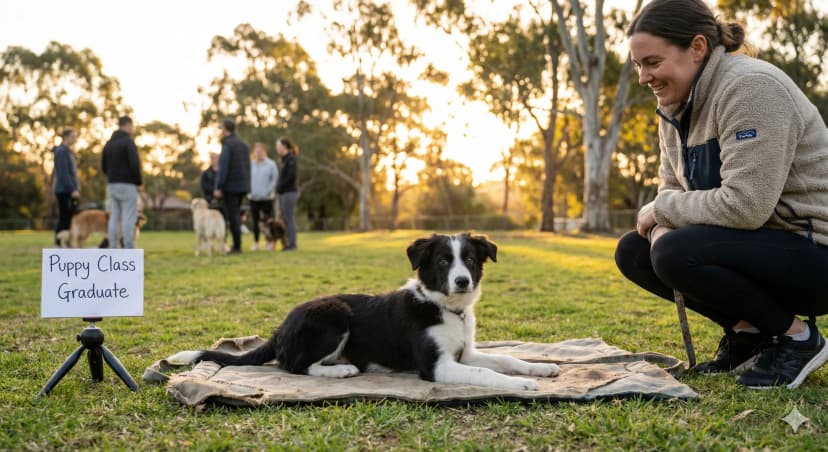 Confident puppy after completing training program