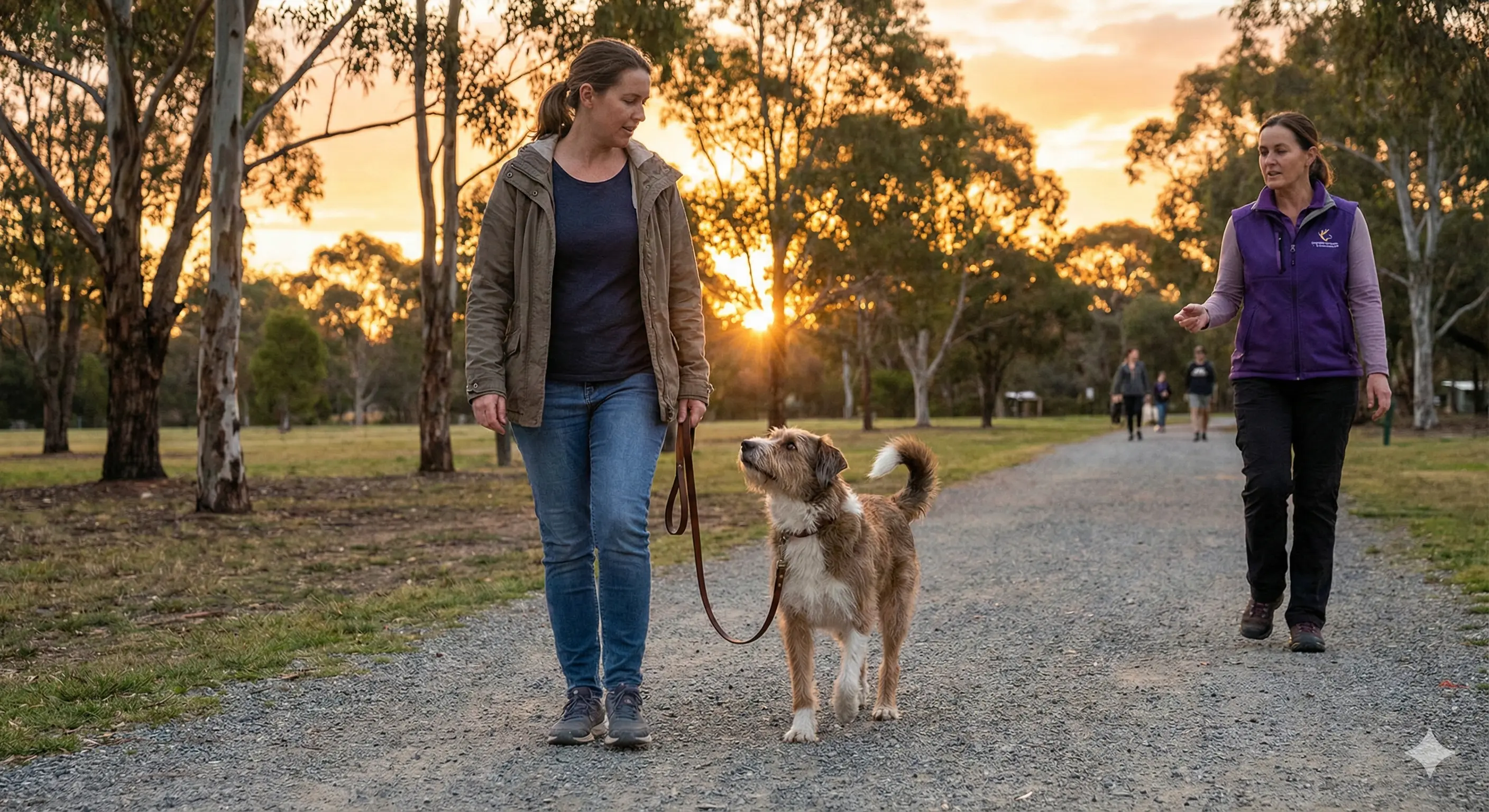 Dog walking nicely on a loose leash