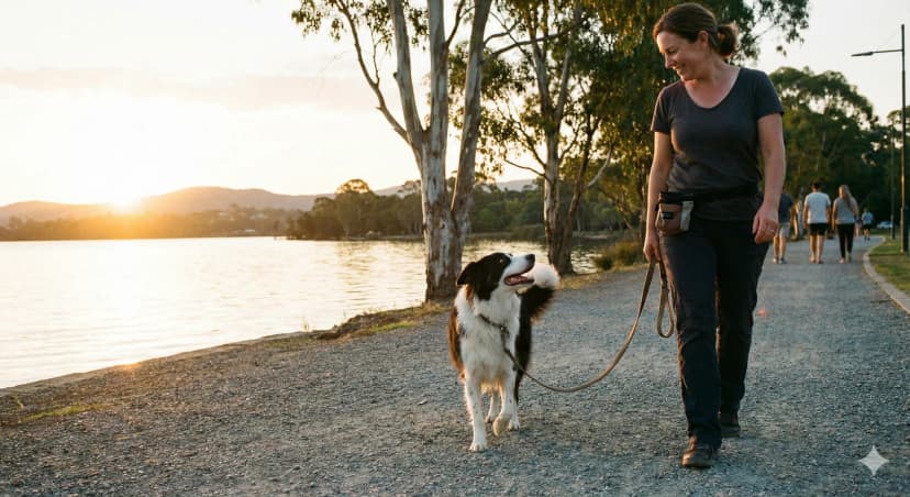 Dog walking nicely on loose leash